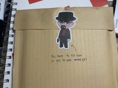 a brown box with a drawing of a man wearing a top hat