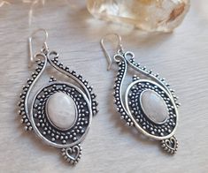 Silver boho drop earrings with black  moonstone. ☆Free shipping ☆High quality silver plated  ☆100 % nickel free ☆Beautifully wrapped with a free gift bag. Healing with Moonstone ♥ Happiness ♥ Good fortune ♥ Nurturing ♥ Mothering ♥ Unselfishness ♥ Humanitarian ♥ Love ♥ Hope ♥ Spiritual insight ♥ Easy childbirth ♥ Safe travel ♥ New beginnings ♥ Abundance ♥ Ancient wisdom Bohemian Oval Earrings For Gift, Bohemian Moonstone Earrings Nickel-free, Bohemian Moonstone Earrings Nickel Free, Bohemian Moonstone Earrings, White Bohemian Earrings With Natural Stones, Adjustable Bohemian Moonstone Earrings, Bohemian White Earrings With Natural Stones, Bohemian Moonstone Earrings With Ear Wire, Bohemian Moonstone Drop Earrings