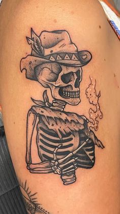 Western Theme Tattoo Sleeve Women, Western Skeleton Tattoos For Women, Western Grunge Tattoo, Western Patch Work Tattoos, Black And Grey Forearm Tattoo, Western Hip Tattoo, Iconic Tattoos, Western Skull Tattoo