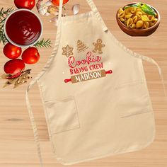 an apron that has some food on it