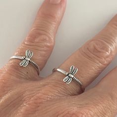 *  Sterling Silver Dainty Sideway Dragonfly Ring, Boho Ring, Dragonfly Ring, Silver Promise Ring, Statement Ring, Dragonfly Silver Ring, 925 Stamped *  Dragonflies symbolize change and transformation. The way they flit across ponds and jump from patches of sunlight inspire a kind of self-reflection and deeper thinking. Of course, they are also beautiful to look at. *  Perfect gift idea for Birthday, anniversaries, engagement, graduations, bridesmaid, Mother's Day, Valentine's Day, promise, good Adjustable Nickel-free Butterfly Ring, Dragonfly Ring, Silver Promise Rings, Self Reflection, Funky Jewelry, Boho Ring, Dream Jewelry, Jewelry Inspo, Dragonflies