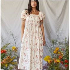 Never Worn Bohemian Fitted Dress With Gathered Neckline, Fitted Bohemian Dress With Gathered Neckline, Christy Dawn Dress, Brooklyn Dress, Magnolia Dress, Paloma Dress, Bianca Dress, Midi Dress With Pockets, Christy Dawn