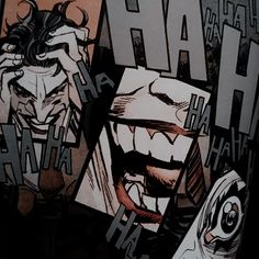 an image of the joker and his friends in comic book covers with words on them