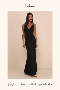 Enchantress will be your middle name when you step out in the Lulus Melora Black Sleeveless Maxi Dress! Medium-weight, stretch crepe knit falls effortlessly from tapering straps, to a darted bodice with V-neck and back. Fitted waist meets the full-length maxi skirt with a flaring mermaid hem. Hidden back zipper/clasp. Fit: This garment fits true to size. Length: Floor length. Size medium measures 59.5" from shoulder to hem. Bust: Great for any cup size. Waist: Fitted - stretchy fabric allows cus V Neck Maxi Dress, Formal Dresses Gowns, Middle Name, Stretch Crepe, Dress Medium, Sleeveless Maxi Dress, Cup Size, Black Sleeveless, Dress 100