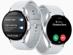 two smart watches are shown side by side