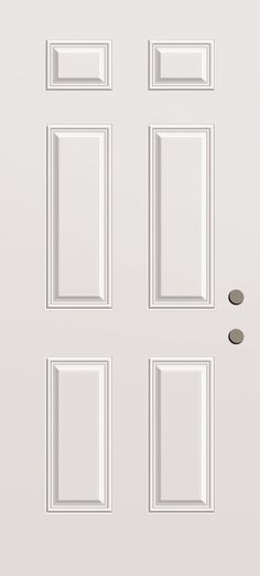 the front door is white and has four doors on each side, one with two knobs