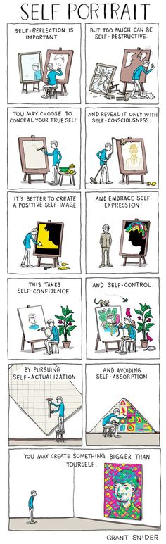 a comic strip about self portrait and how it's different ways to use it