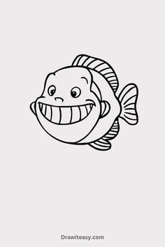 A cartoon fish with a large smile, wide eyes, and bold outlines, featuring simple fins and scales. Cartoon Inspiration, Wide Eyes