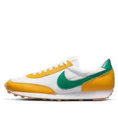 (WMNS) Nike Daybreak 'White Yellow Ochre' DX3313-100-KICKS CREW White Retro Sneakers With Contrast Sole, Retro White Sneakers With Contrast Sole, Vintage White Sneakers With Cushioned Footbed, Retro White Synthetic Sneakers, Retro White Sneakers With Rubber Waffle Outsoles, Nike Daybreak, Yellow Ochre, Stylish Sneakers, Perfect Pair