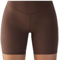 Fitted Brown Mid-thigh Length Shorts, Compressive Above Knee Bottoms For Yoga, Compressive Above Knee Yoga Bottoms, Sporty Brown Shorts, Sporty Brown Bottoms With Short Leg, Sporty Brown Short Leg Bottoms, Brown Gym Bottoms With Built-in Shorts, Brown Mid-thigh Length Biker Shorts, Gym Bottoms With Built-in Shorts In Brown