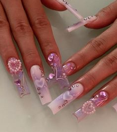 Classy Acrylic Nails, Acrylic Nails Coffin Pink, Long Square Acrylic Nails, Bling Acrylic Nails, Air Brush, Kawaii Nails, Pink Acrylic Nails, Square Acrylic Nails, Heart Nails