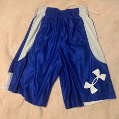 Brand New, Never Worn!! Size: Small Perfect Athletic Short, Love The Color And Designs, Strings To Tighten The Waist As Well!! Blue Bermuda Casual Athletic Shorts, Under Armour Athletic Shorts For Summer, Under Armour Blue Bottoms For Summer, Casual White Under Armour Shorts, Under Armour White Casual Shorts, Under Armour Casual White Shorts, Under Armour Blue Shorts For Summer, Sporty Blue Knee-length Shorts, Blue Bermuda Athletic Shorts