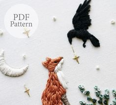 two different types of embroidery on a white surface with the words pddf pattern above it