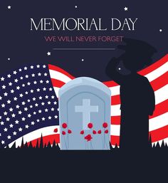 a memorial day poster with a person holding an umbrella and standing in front of a grave