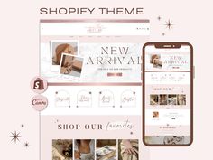 the shopify theme is designed to look like it has been made with pink and white colors