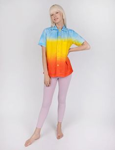 Halcyon Tropical Button Up – Mokuyobi Relaxed Fit Tie Dye Shirt For Spring, Button Up Style, White Highlights, Downtown Los Angeles, Soft Hands, Up Styles, Cotton Poplin, Put On, Rich Color