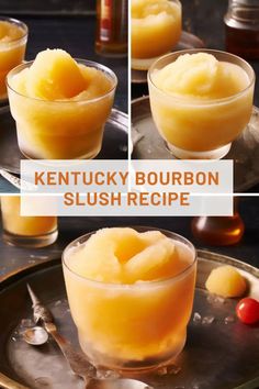 two pictures show how to make kentucky bourbon slush recipe