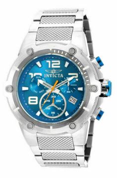 Formal Blue Chronograph Watch With Metal Dial, Blue Chronograph Watch With Analog Display For Formal Occasions, Formal Blue Analog Chronograph Watch, Blue Chronograph Analog Watch For Formal Occasions, Blue Analog Chronograph Watch For Formal Occasions, Silver Bracelet Watch, Invicta Watches Women, Mens Invicta Watches, Gold Watch Men