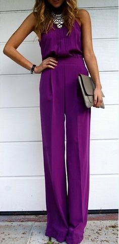 Purple Jumpsuit Outfit, Purple Jumpsuit, Jumpsuit Outfit, Estilo Chic, Fashion Weeks, Looks Chic, Tulum, Spring Summer Fashion