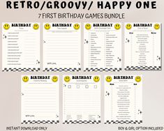 the retro / grooy / happy one birthday game bundle