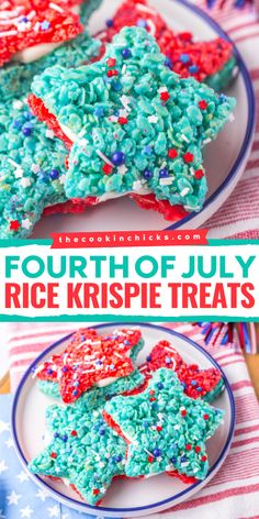 Fourth of July Rice Krispie Treats are perfect for any Memorial Day, 4th of July, or summer celebration! A no-bake patriotic sweet treat that is easy to make, packed with flavor, and requires only a few simple ingredients! Also try my Red, White, and Blue Poke Cake or Patriotic Puppy Chow for more red, white, and blue options! Patriotic Puppy Chow, Patriotic Puppy, Memorial Day Desserts, Memorial Day Foods, The Cookin Chicks, Desserts With Few Ingredients, Chicke Recipes, Delicious Chicken Dinners, July Desserts