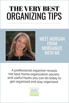 the very best organizing tips book cover with an image of a woman in black and white