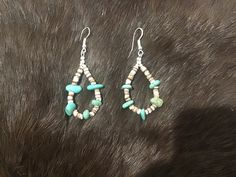 Authentic Beautiful Navajo Zuni oversized teardrop shaped hoop earrings with Turquoise and Heishi beads.  Handcrafted by Navajo Artist Harriet Crosby Great for a Gift ❤️ Earrings are 2.25" Hoop Earrings are SO popular right now.. These are perfect for Hoop Lovers! They are large enough to be seen from a far. Perfect hoops to go with Jeans and Boots! Navajo Earrings, Southwestern Jewelry, Heishi Beads, Beaded Hoop Earrings, Beaded Hoops, Jewelry Earrings Hoops, Turquoise Beads, Earring Gifts, Indian Jewelry