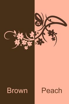 the words brown and peach are shown in two different color combinations, each with an image of