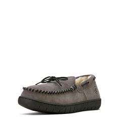 An everyday staple for days at home or quick trips outside, this leather slipper lets you bring comfort wherever you go. Moccasin Slipper | Product Features : 0 : Superior foam cushioning underfoot, 1 : Indoor/outdoor EVA sole for quick trips outside | Men's Moccasin Slipper Casual Shoes in Grey Leather, Size: 15 D / Medium by Ariat Outdoor Suede Slippers With Rubber Sole, Leather Slippers With Cushioned Footbed And Round Toe, Casual Swift Leather Slip-ons With Round Toe, Leather Slip-on Slippers With Cushioned Footbed, Casual Suede Outdoor Slippers, Casual Outdoor Suede Slippers, Comfortable Suede Slippers For Outdoor, Outdoor Slippers With Leather Footbed And Round Toe, Casual Slip-on Synthetic Moccasins