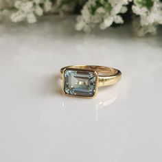 Aquamarine Solitaire Ring, Gold Ring Engagement, March Birthstone Ring, Engagement Ring For Women, Solid Gold Ring, March Birthstone, Natural Aquamarine, Beautiful Ring, Ring Engagement