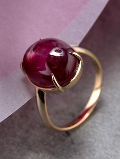 Ruby Gold Ring Design For Women, Purple Ruby Ring In 14k Gold, Classic Gold Ruby Ring With Cabochon, Luxury Elegant Ruby Ring With Cabochon, Ruby Cabochon Ring, Gold Ruby Ring, 14k Gold, Ruby Jewelry Ring, Medieval Things, Purple Magic