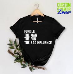 Funcle Shirts Funny, How To Tell Brother He Will Be An Uncle, Uncle Tshirt Funny, Uncle T Shirt, Aunt And Uncle Shirts, Fun Crew Neck Shirt With Funny Text, Funny Text Crew Neck Shirt, Police Baby Announcement, Uncle Shirts Funny