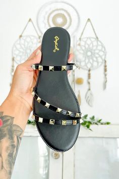 Black Studded Sandals