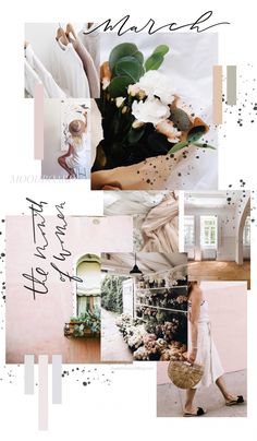 a collage of photos with flowers and words