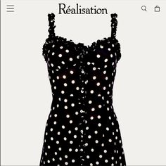 Realization Par, Julia, Black And White Spot: Only Worn Once, Perfect Condition! The Cutest Dress! Labeled An Xs, But Will Fit Xxs/Xs. Realization Par Dress, Realisation Par Dress, Realization Par, Cutest Dress, Realisation Par, Julia Dress, Upcycled Fashion, Black And White Color, Fashion Ideas