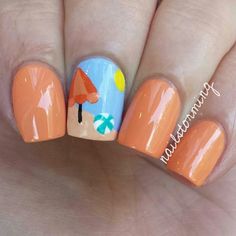 Nails Beach Themed Nails, Beach Nail Art, Nail Art Designs Summer, Cute Nail Art, Beach Nails, Manicure Y Pedicure, Nail Art Summer, Creative Nails