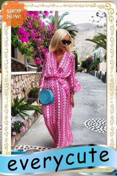 Women's Swing Dress Maxi Long Dress 3/4 Length Sleeve Geometric Print Spring Summer Boho Flare Cuff Sleeve Blushing Pink Green S M L Xl Xxl 3xl Maxi Long Dress, Summer Boho, Dress Maxi, Boho Summer, Cuff Sleeves, Long Maxi Dress, Swing Dress, Geometric Print, Blush Pink