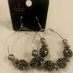 3 For $12 Nickel-free Metal Hoop Earrings For Party, Silver Hoop Jewelry For Parties, Adjustable Silver Hoop Earrings For Party, Silver Bling Hoop Earrings For Gift, Silver Bling Hoop Earrings As Gift, Trendy Silver Hoop Earrings For Party, Trendy Silver Bling Earrings, Silver Bling Earrings, Silver Bling Round Earrings