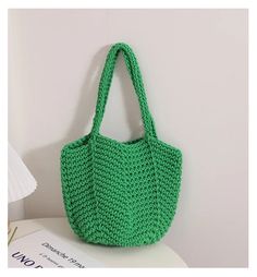 Length :30cm width :26cm height :22cm Knitting Tote, Party Purse, Korean Casual, Commuter Bag, Bag Summer, Woven Tote Bag, Casual Tote, Types Of Bag, Beach Tote Bags