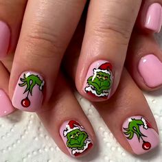 Christmas The Grinch Press On Nails For Sale! This Set Is So Awesome! It Features 24 Nails In The Pack With Adhesive Stickers That You Can Attach To Each Press On Nail, And Put On Your Natural Nail. It Comes With A Nail File As Well! These Are New, Have Never Been Worn, And Are From My Boutique! You Can Do Two Separate Manicures, With This Set. I Usually Purchase These Nails, And I Will Use Nail Glue To Make Them More Permanent. But These Adhesive Stickers Work Great As Well! Such A Great Set To Christmas Press On Nails, Nagel Tips, Cute Christmas Nails, Nail Type, Snowflake Nails, Nails For Women, Stick On Nails, Xmas Nails, Christmas Nail Designs