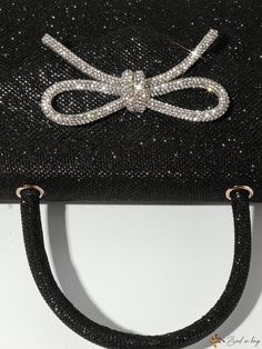 Bird in Bag - Exquisite Glitter Bowkont Embellished Purse: Top Handle Evening Bag, Chic Black Crossbody- Perfect for Wedding Parties or Special Occasions Chic Sparkling Bags For Parties, Chic Sparkling Bag For Party, Glamorous Embellished Bags For Prom, Elegant Sparkling Bag For Party, Elegant Sparkling Party Bag, Elegant Sparkling Party Bags, Glamorous Glitter Bag For Evening, Black Evening Bags With Bling, Elegant Embellished Evening Bag For Party Season