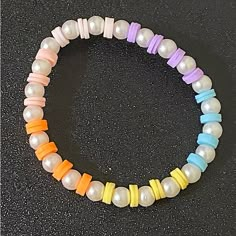 -Handmade Clay Bead Bracelet With Pearls -Great Condition -Never Worn Make Clay Beads, Bracelet With Pearls, Colorful Bead Bracelets, Clay Bead Necklace, Beaded Braclets, Homemade Bracelets, Preppy Bracelets, Clay Bead Bracelet, Bracelets Ideas