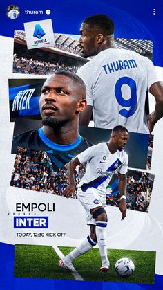 a collage of two soccer players in white and blue uniforms, with the caption empoli inter