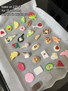 there are many different types of cookies on the baking sheet with instructions for making them