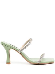 pistachio green kid leather open toe square toe branded insole 90mm high heel Braided Heels, Pistachio Green, Pistachio, Women's Shoes Sandals, Leather Sandals, Mint Green, High Heel, Open Toe, Shoes Sandals