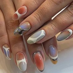 Aura nails almond gel nails pastel colors fall nails inspo gel x nail art blooming gel diy nails at home #nailsofinstagram #nailart #naildesign Gel Nails Pastel Colors, Aura Nails Almond, Gel Nails Pastel, Gel X Nail Art, Nails Pastel Colors, Gel X Nail, Almond Gel Nails, Euphoria Nails, Blooming Gel