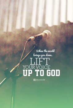 a microphone with the words life, your voice up to god