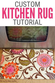 a kitchen rug with flowers on it and the words custom kitchen rugs in front