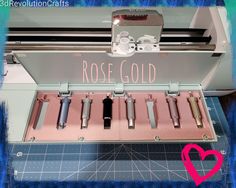 the rose gold display case is open and ready to be used