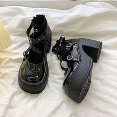 Fabric Material: PuColor: BlackHeels Height: 8.5cm/3.35" Halter Dress Short, Platform Shoes, Cute Shoes, Black Heels, Fabric Material, New Black, Heel Height, Heels, Fabric